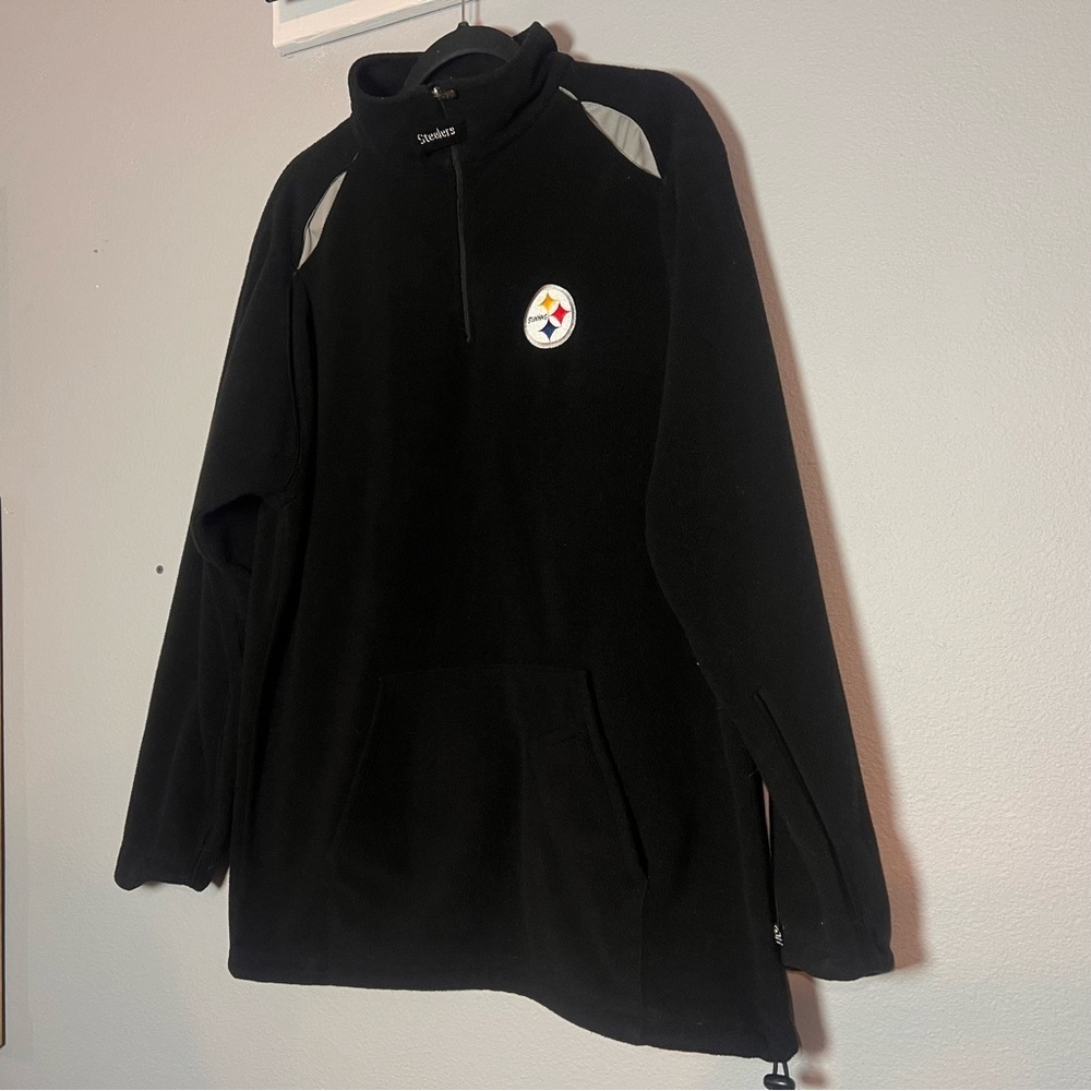 Pittsburgh Steelers Fleece Pullover Sweatshirt Top Black Mens Size Large